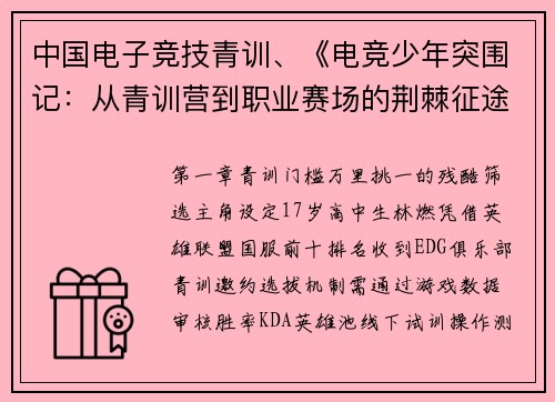 中国电子竞技青训、《电竞少年突围记：从青训营到职业赛场的荆棘征途》
